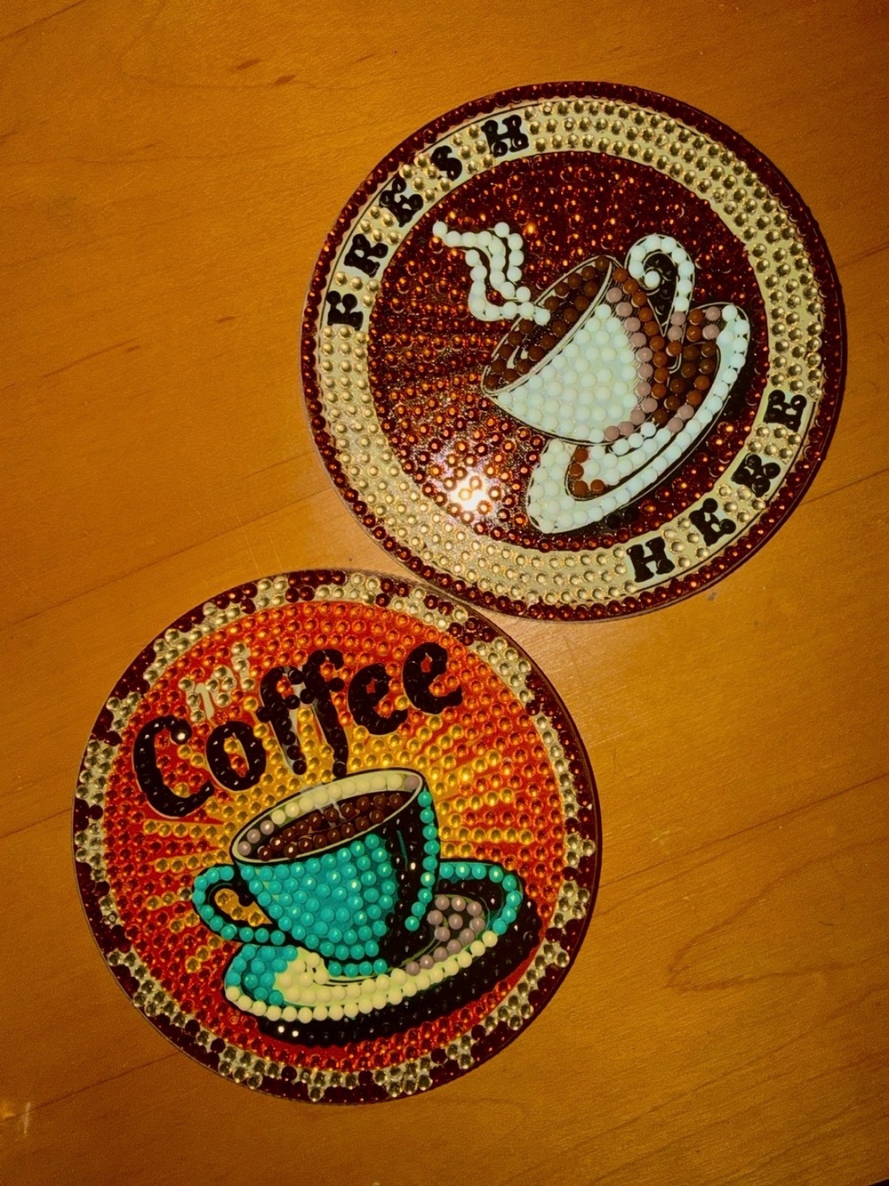 Homemade vintage coffee coasters
